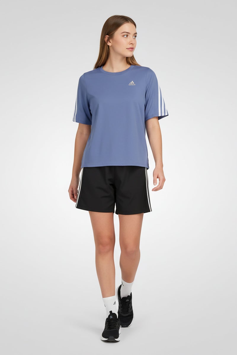 Adidas Women Sportswear Fit Short Sleeve Training T-Shirt, Slate Blue - Image 1